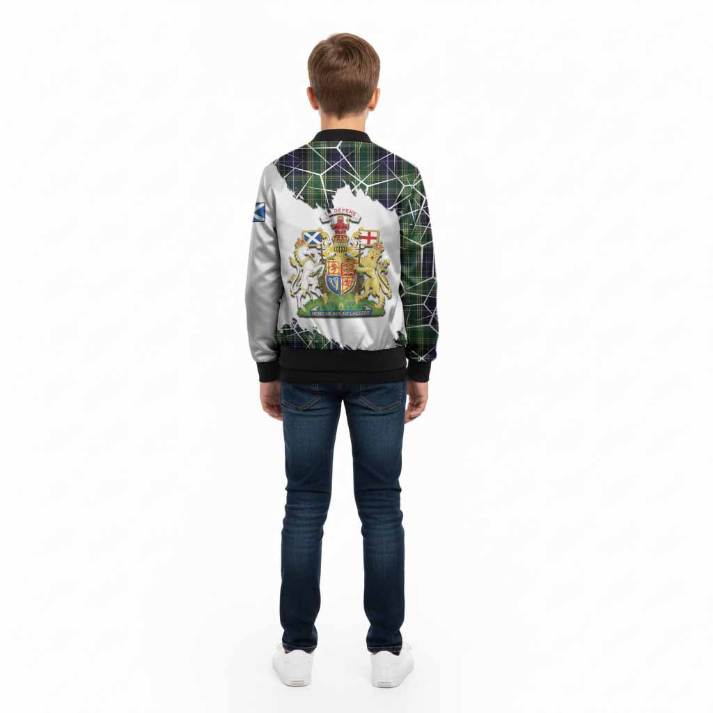 McKellar Tartan Kid Bomber Jacket with Family Crest and Lion Rampant Grunge Style