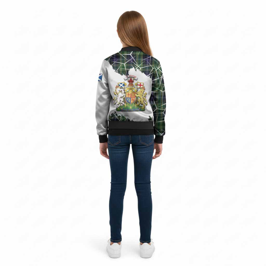 McKellar Tartan Kid Bomber Jacket with Family Crest and Lion Rampant Grunge Style