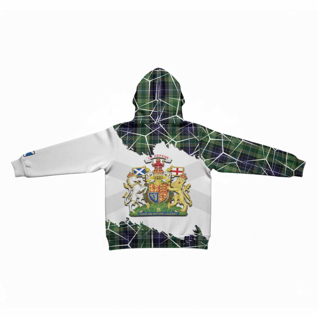McKellar Tartan Kid Hoodie with Family Crest and Lion Rampant Grunge Style