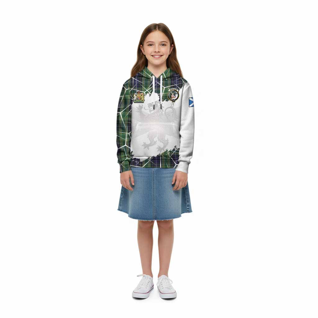 McKellar Tartan Kid Hoodie with Family Crest and Lion Rampant Grunge Style