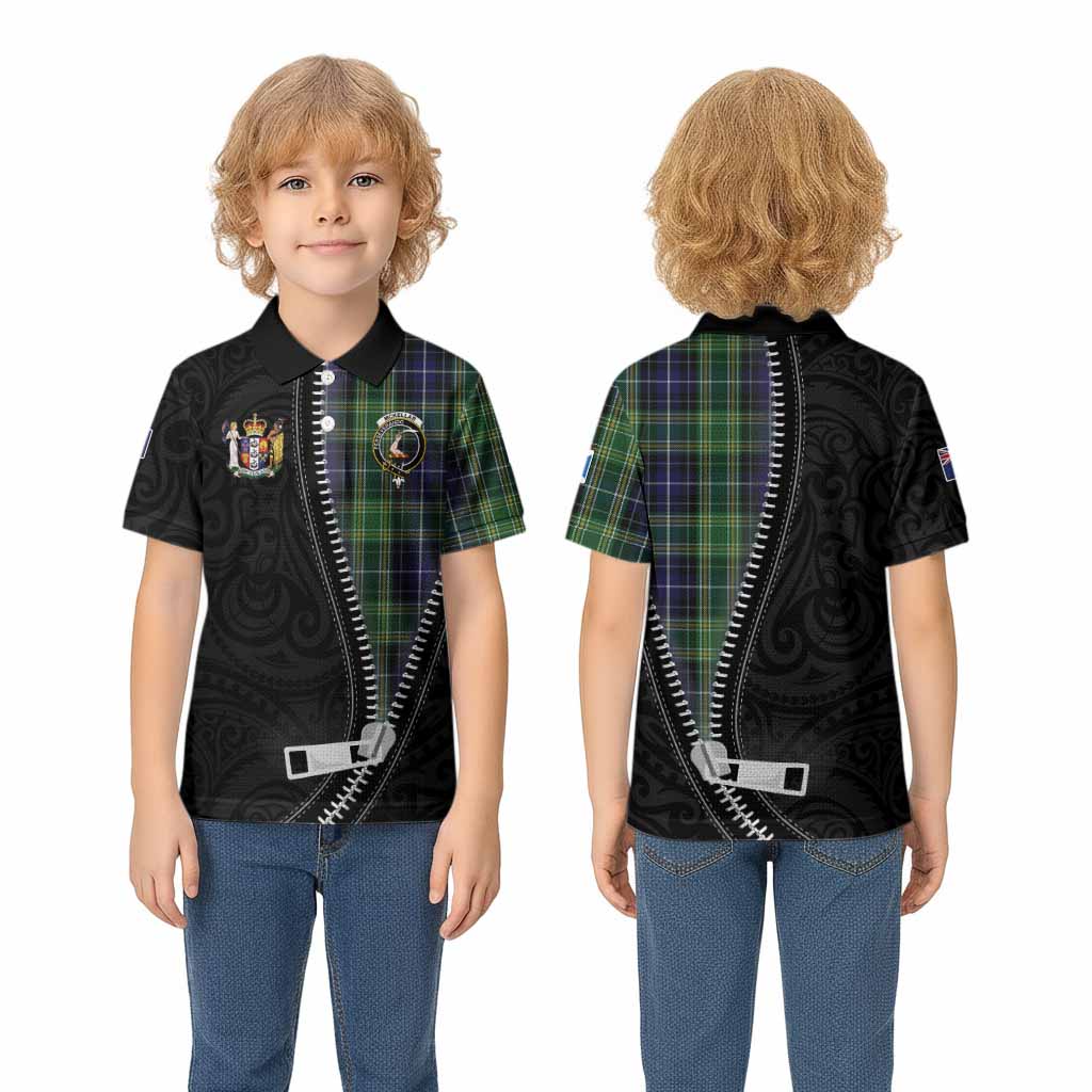 McKellar Tartan Kid Polo Shirt New Zealand Pattern Unique Zipper Stylized