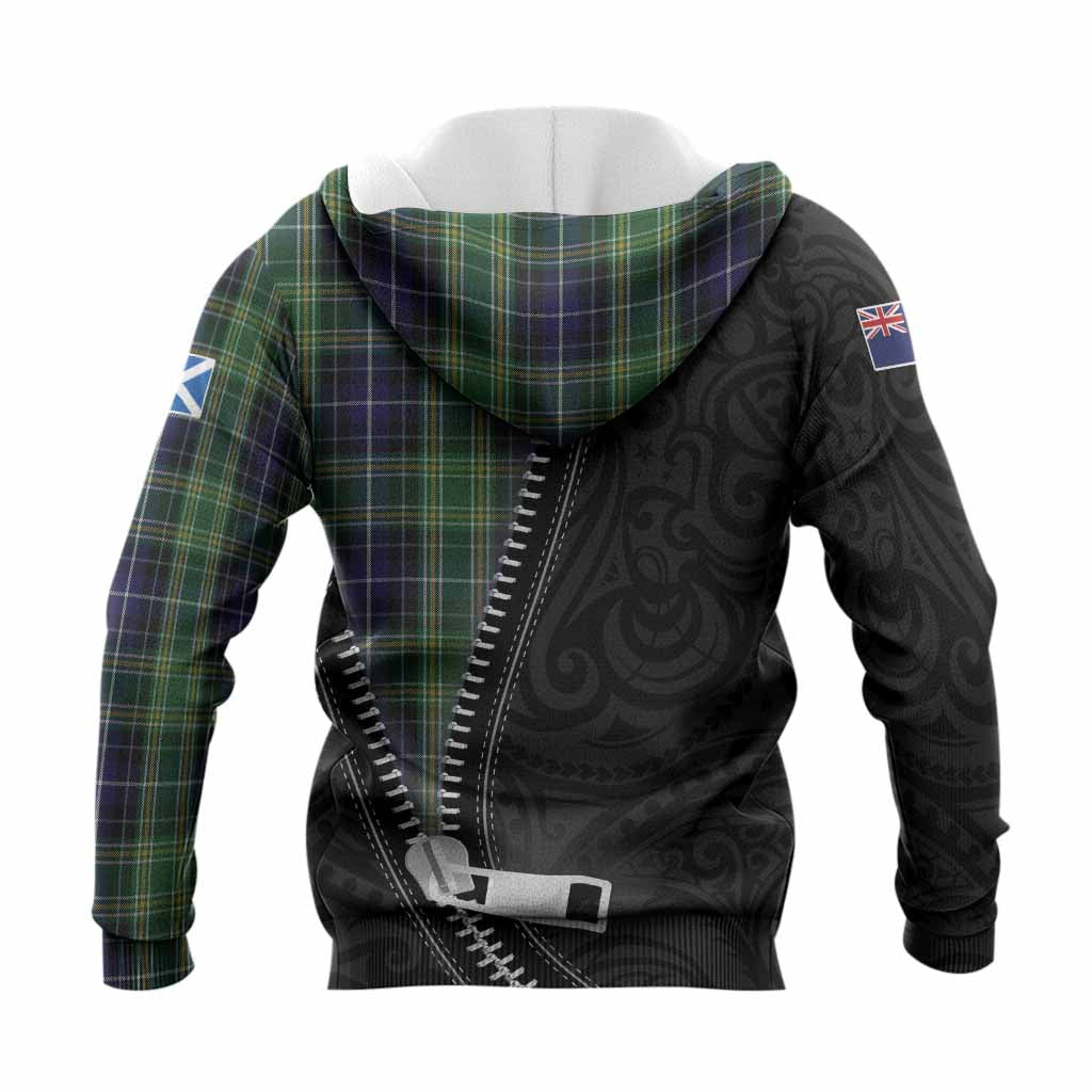 McKellar Tartan Knitted Hoodie New Zealand Pattern Unique Zipper Stylized