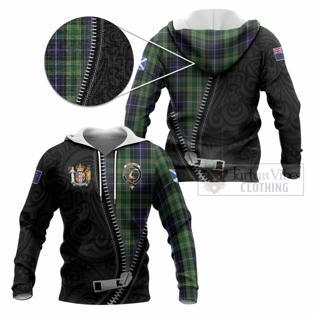 McKellar Tartan Knitted Hoodie New Zealand Pattern Unique Zipper Stylized