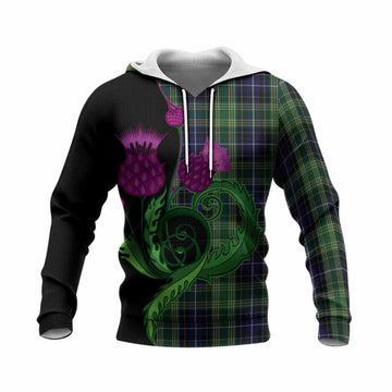 McKellar Tartan Knitted Hoodie Traditional Scottish Thistle