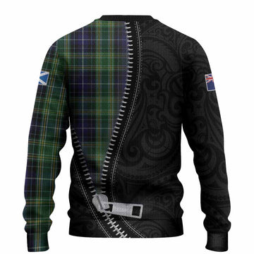 McKellar Tartan Knitted Sweater New Zealand Pattern Unique Zipper Stylized