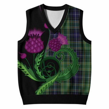 McKellar Tartan Knitted V-Neck Vest Traditional Scottish Thistle