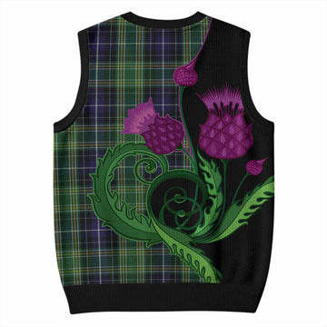 McKellar Tartan Knitted V-Neck Vest Traditional Scottish Thistle