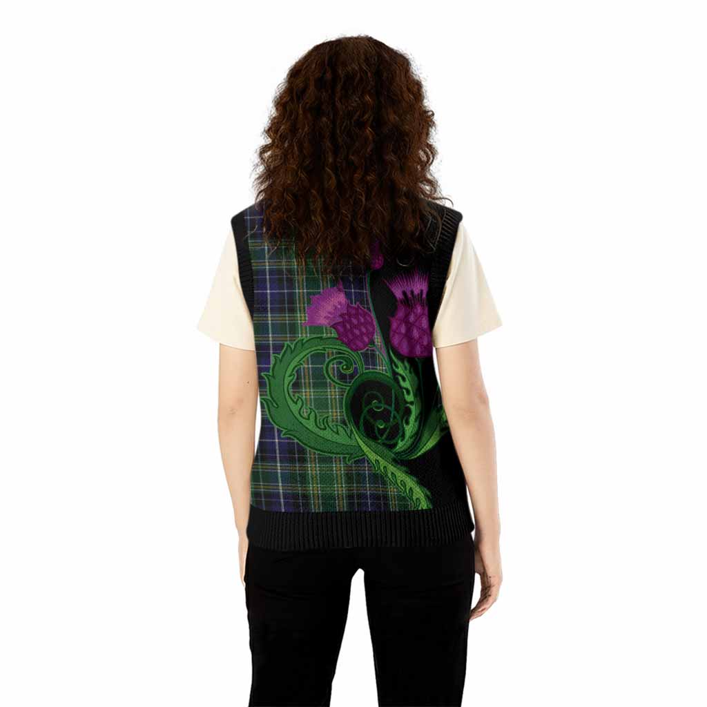 McKellar Tartan Knitted V-Neck Vest Traditional Scottish Thistle