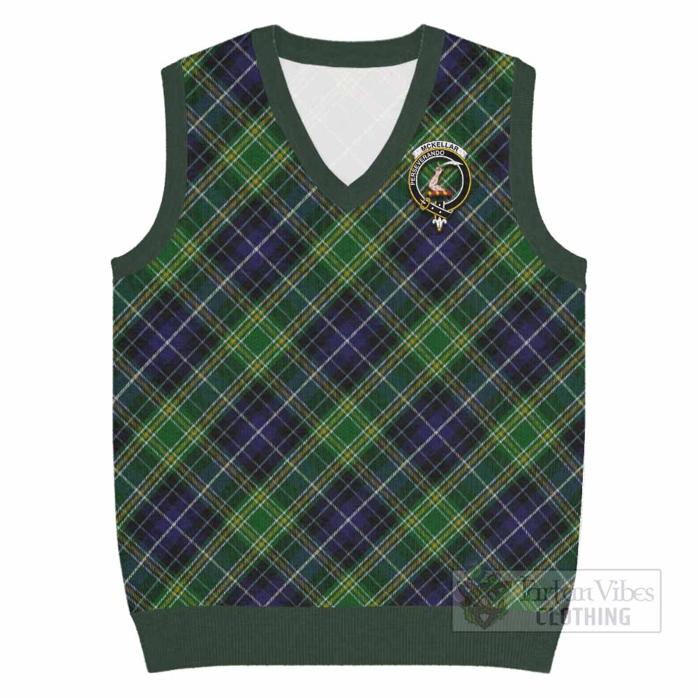 McKellar Tartan Knitted V-Neck Vest with Family Crest Cross Style