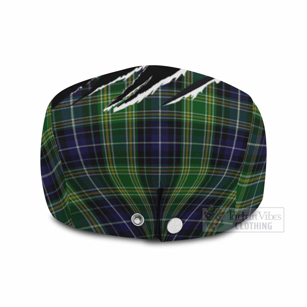 McKellar Tartan Loch Ness Monster Flat Cap, Jeff Cap Celtic Knot Nessie Art