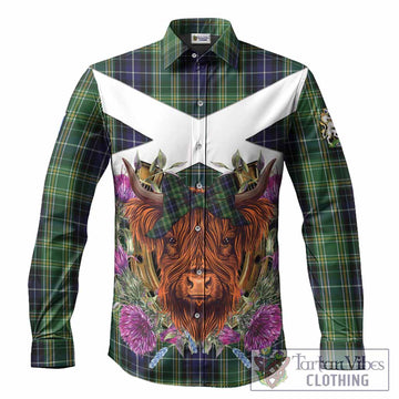 McKellar Tartan Long Sleeve Button Shirts Scottish Thistle Heilan Coo