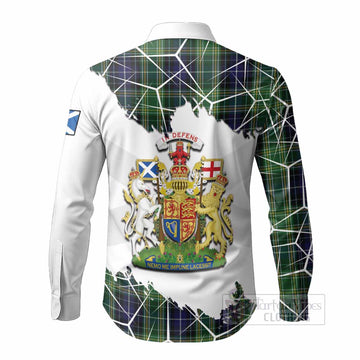 McKellar Tartan Long Sleeve Button Shirts with Family Crest and Lion Rampant Grunge Style