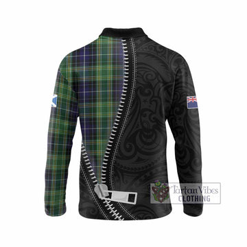 McKellar Tartan Long Sleeve Polo Shirt New Zealand Pattern Unique Zipper Stylized