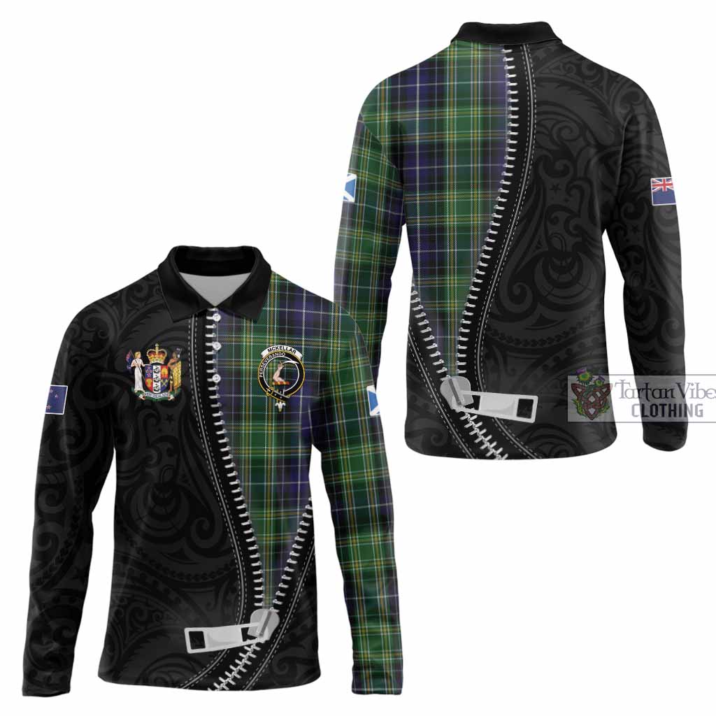 McKellar Tartan Long Sleeve Polo Shirt New Zealand Pattern Unique Zipper Stylized