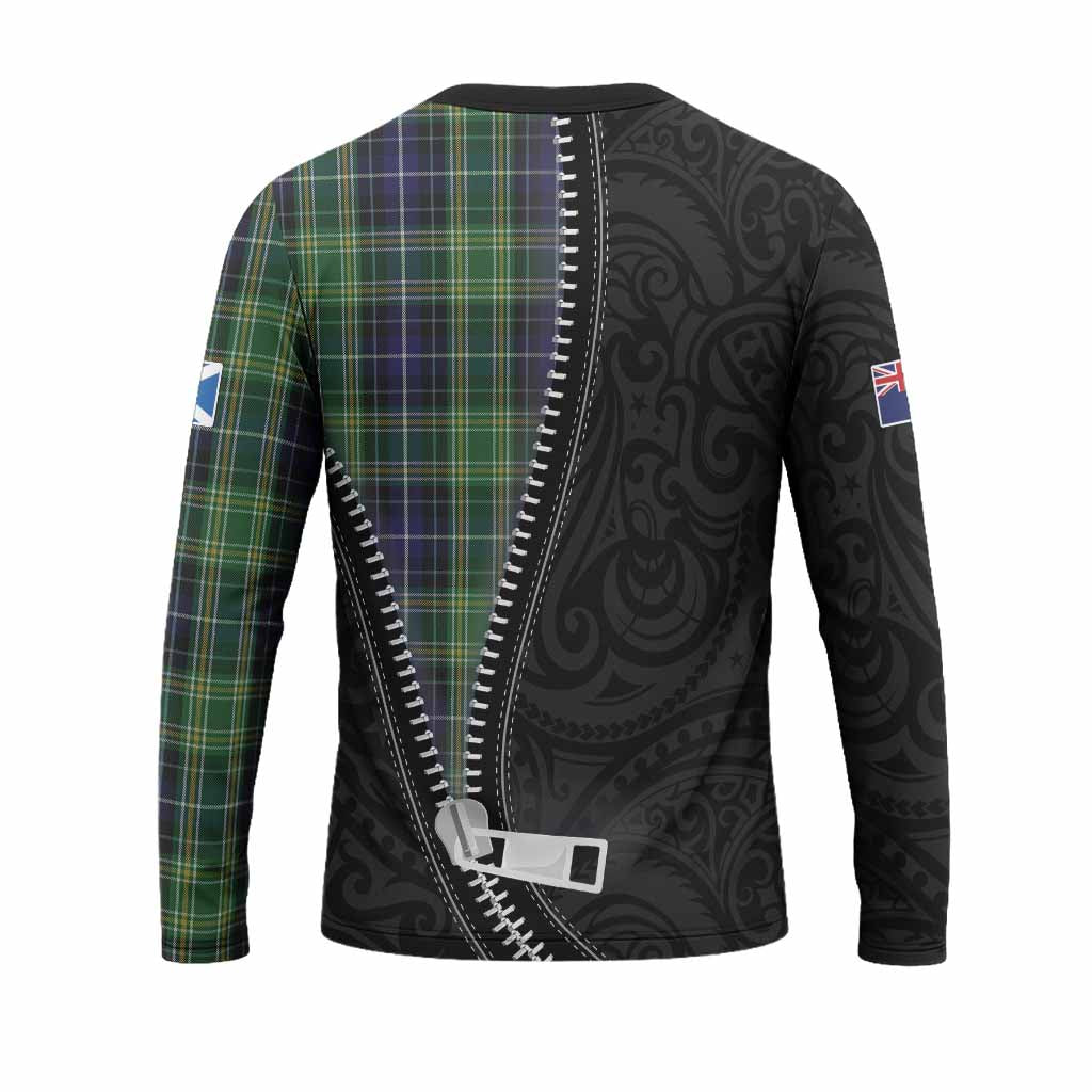 McKellar Tartan Long Sleeve T-Shirt New Zealand Pattern Unique Zipper Stylized