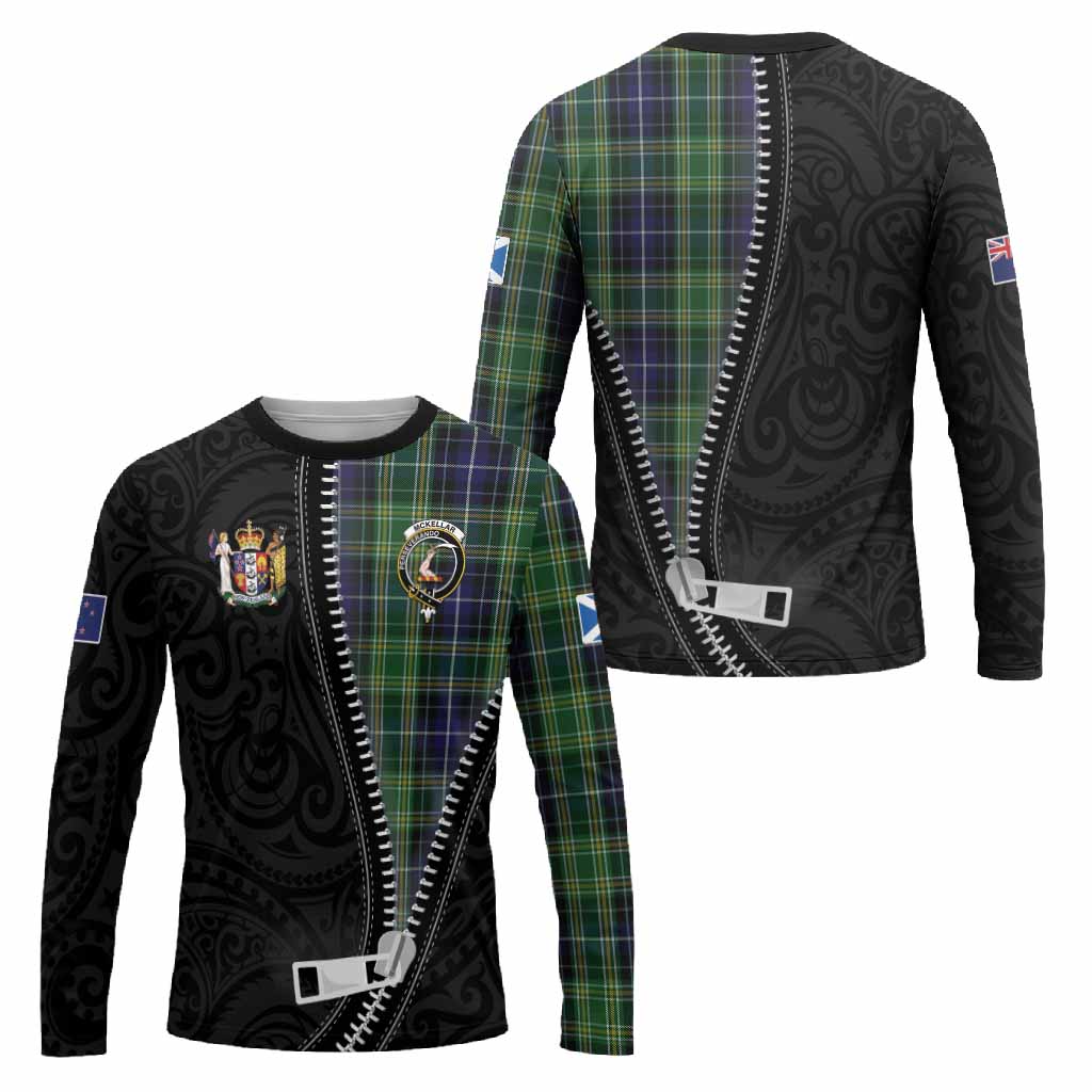 McKellar Tartan Long Sleeve T-Shirt New Zealand Pattern Unique Zipper Stylized