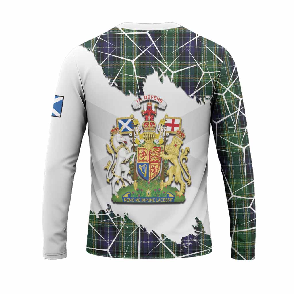 McKellar Tartan Long Sleeve T-Shirt with Family Crest and Lion Rampant Grunge Style