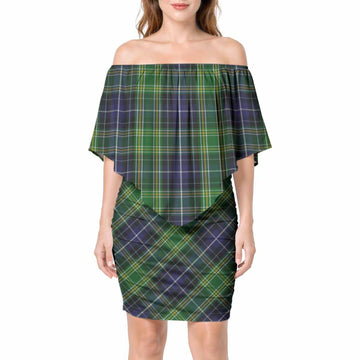 McKellar Tartan Off Shoulder Draped Bodycon Mini Dress 4XL - Tartan Vibes Clothing