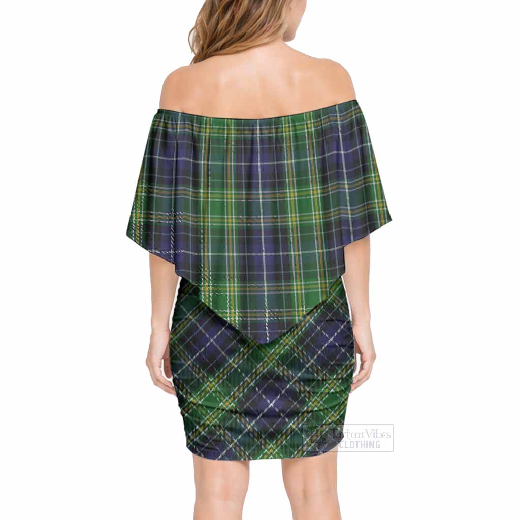 McKellar Tartan Off Shoulder Draped Bodycon Mini Dress - Tartan Vibes Clothing