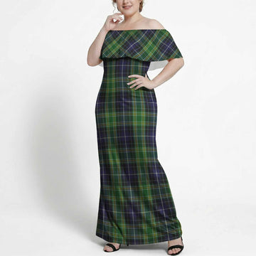 McKellar Tartan Off Shoulder Ruffle Maxi Dress