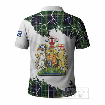 McKellar Tartan Polo Shirt with Family Crest and Lion Rampant Grunge Style