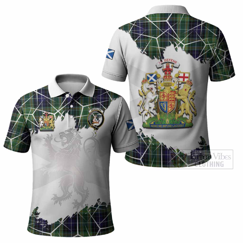 McKellar Tartan Polo Shirt with Family Crest and Lion Rampant Grunge Style