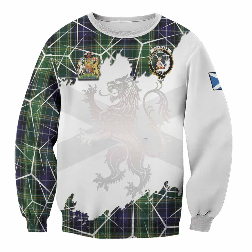McKellar Tartan Sweatshirt with Family Crest and Lion Rampant Grunge Style