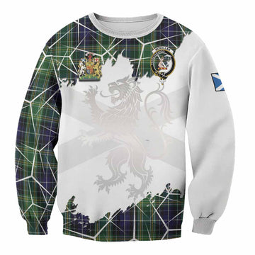 McKellar Tartan Sweatshirt with Family Crest and Lion Rampant Grunge Style