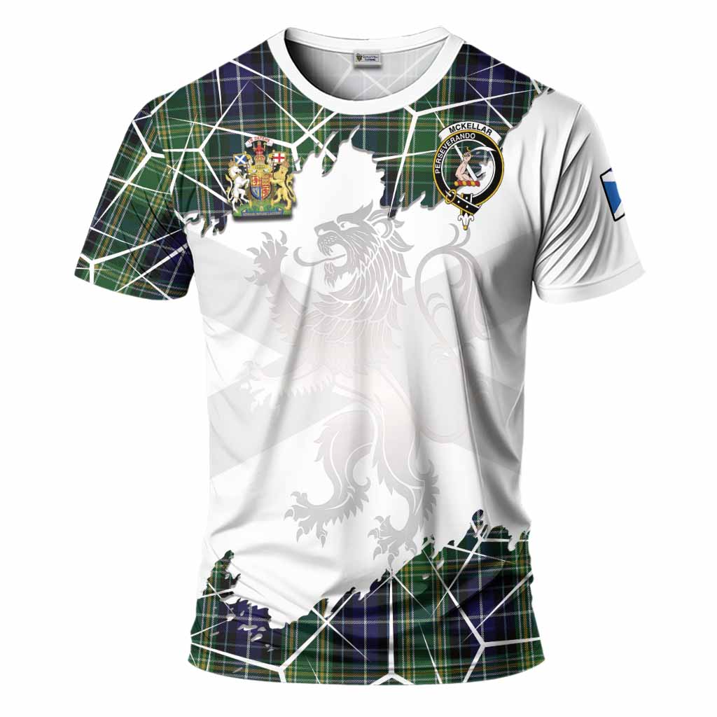 McKellar Tartan T-Shirt with Family Crest and Lion Rampant Grunge Style