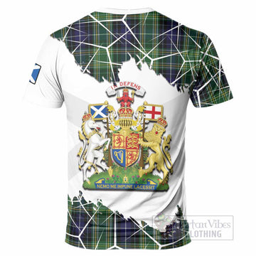 McKellar Tartan T-Shirt with Family Crest and Lion Rampant Grunge Style