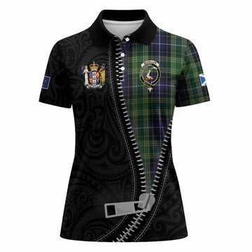 McKellar Tartan Women Polo Shirt New Zealand Pattern Unique Zipper Stylized