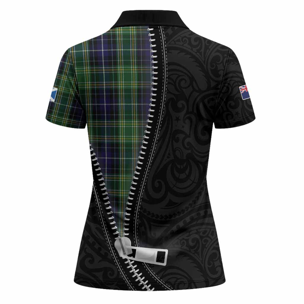 McKellar Tartan Women Polo Shirt New Zealand Pattern Unique Zipper Stylized