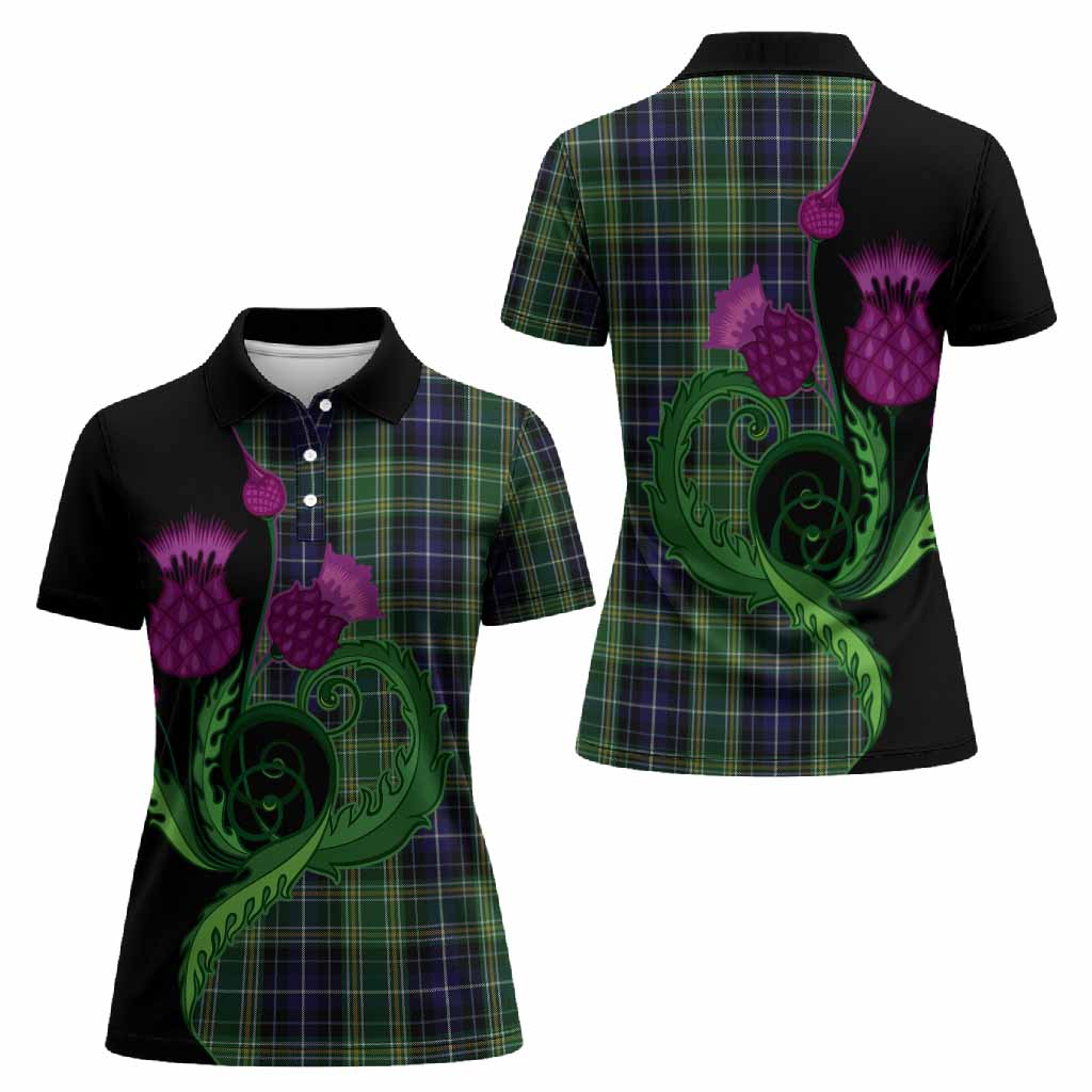 McKellar Tartan Women Polo Shirt Traditional Scottish Thistle
