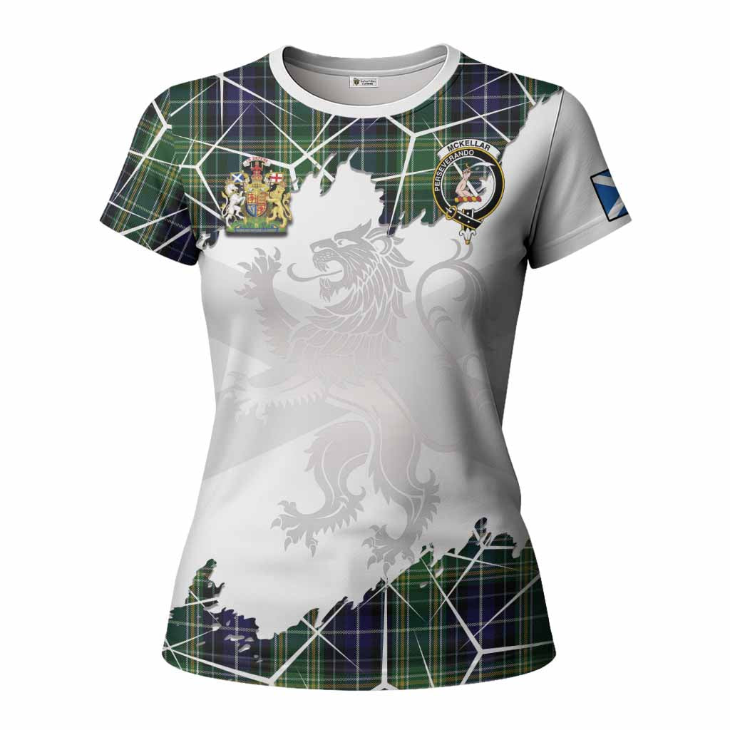 McKellar Tartan Women T shirt with Family Crest and Lion Rampant Grunge Style