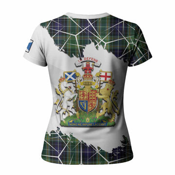McKellar Tartan Women T shirt with Family Crest and Lion Rampant Grunge Style