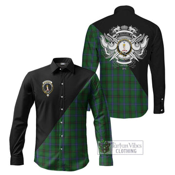 McKendrick Tartan Long Sleeve Button Shirt with Family Crest and Military Logo Style Men's Shirt S - Tartanvibesclothing Shop