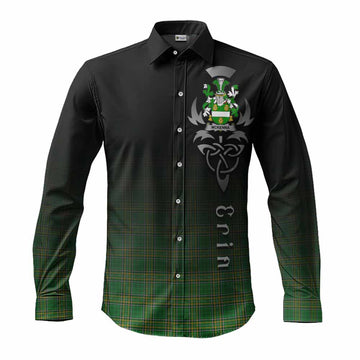 McKenna Irish Clan Long Sleeve Button Shirt with Coat of Arms Erin Go Bragh Celtic Inspired