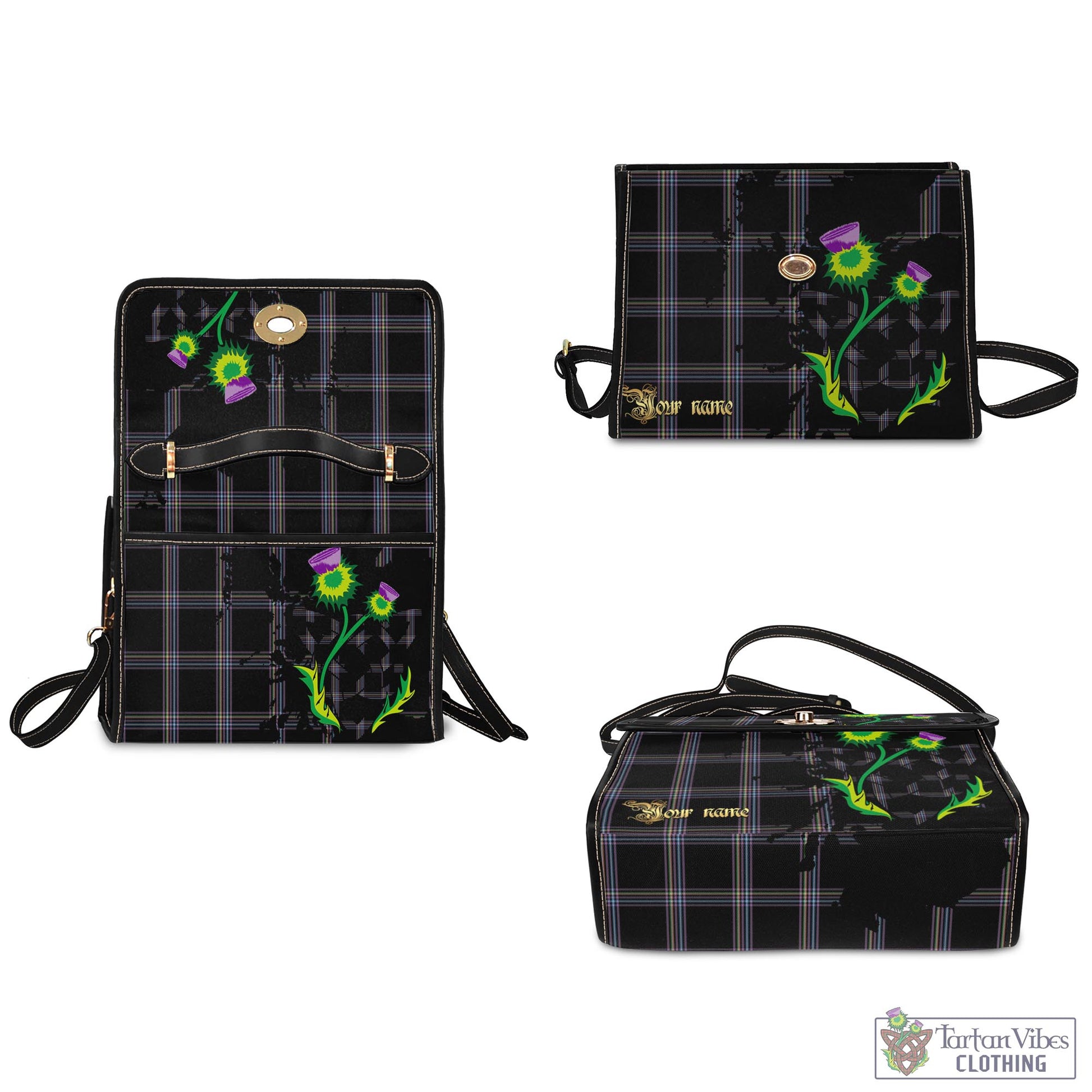Tartan Vibes Clothing McKenna Tartan Waterproof Canvas Bag with Scotland Map and Thistle Celtic Accents