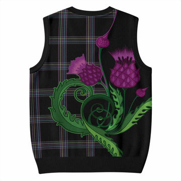McKenna Tartan Knitted V-Neck Vest Traditional Scottish Thistle