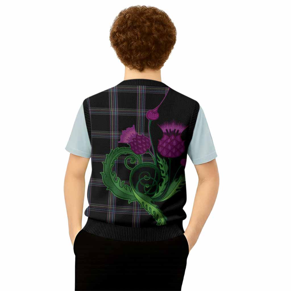 McKenna Tartan Knitted V-Neck Vest Traditional Scottish Thistle