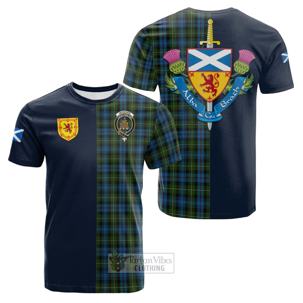 Tartan Vibes Clothing Mckenzie Tartan Cotton T-shirt with Scottish Lion Royal Arm Half Style