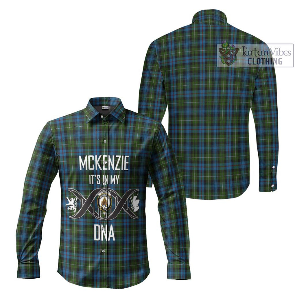 Mckenzie Tartan Long Sleeve Button Shirt with Family Crest DNA In Me Style Men's Shirt - Tartanvibesclothing Shop