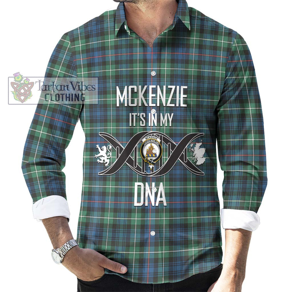 Mckenzie Ancient Tartan Long Sleeve Button Shirt with Family Crest DNA In Me Style Men's Shirt S - Tartanvibesclothing Shop