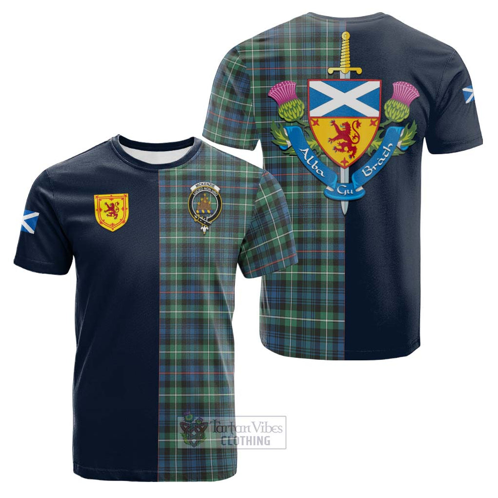 Tartan Vibes Clothing Mckenzie Ancient Tartan Cotton T-shirt with Scottish Lion Royal Arm Half Style