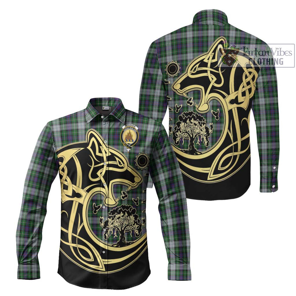 Mckenzie Dress Tartan Long Sleeve Button Shirt with Family Crest Celtic Wolf Style Men's Shirt S - Tartan Vibes Clothing