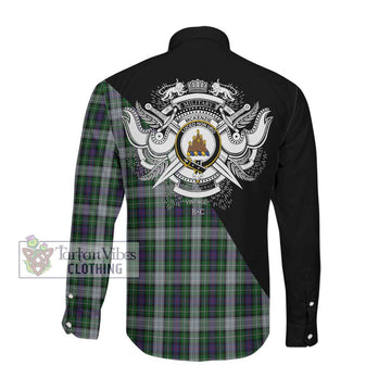 Mckenzie Dress Tartan Long Sleeve Button Shirt with Family Crest and Military Logo Style Men's Shirt - Tartanvibesclothing Shop