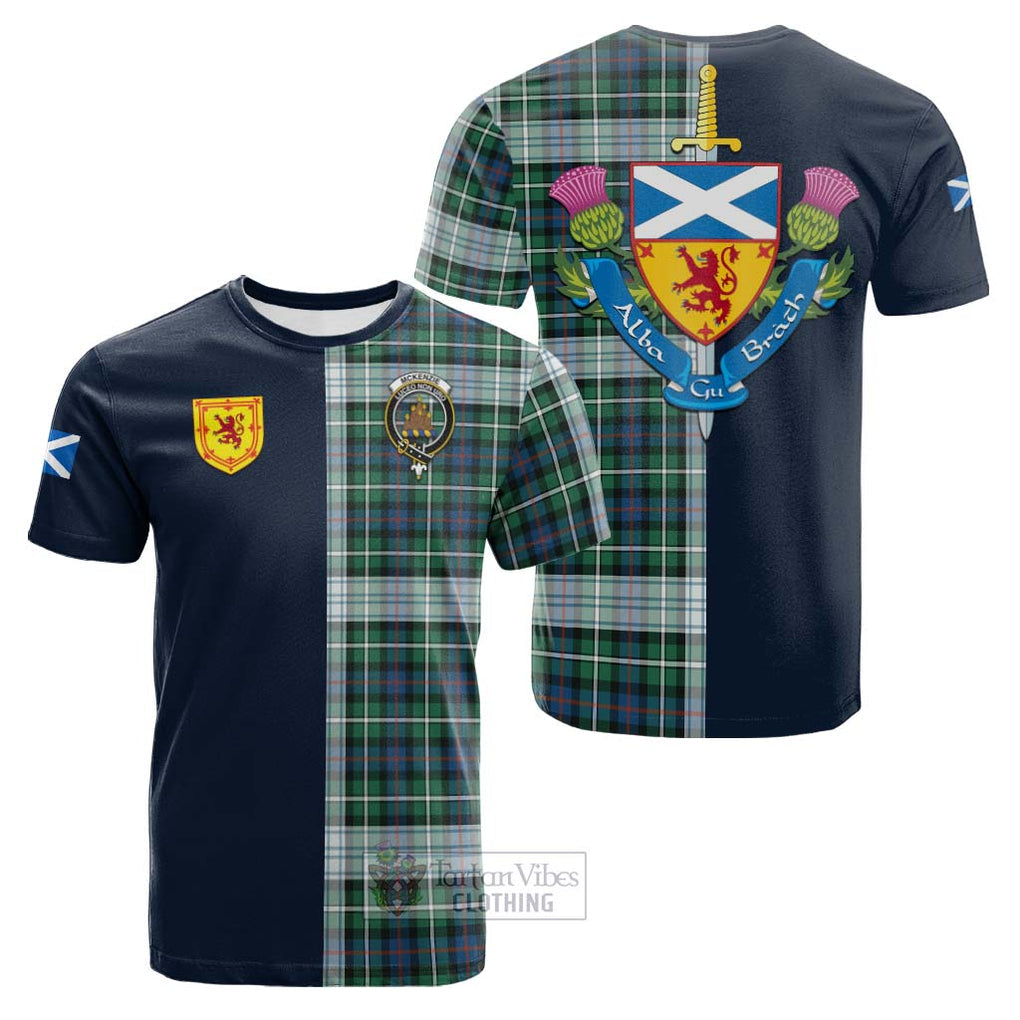 Tartan Vibes Clothing Mckenzie Dress Ancient Tartan Cotton T-shirt with Scottish Lion Royal Arm Half Style