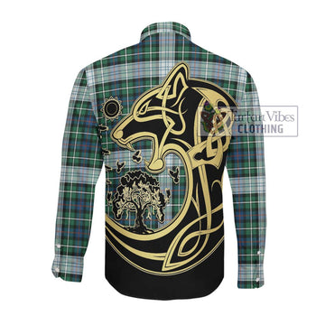 Mckenzie Dress Ancient Tartan Long Sleeve Button Shirt with Family Crest Celtic Wolf Style Men's Shirt - Tartan Vibes Clothing