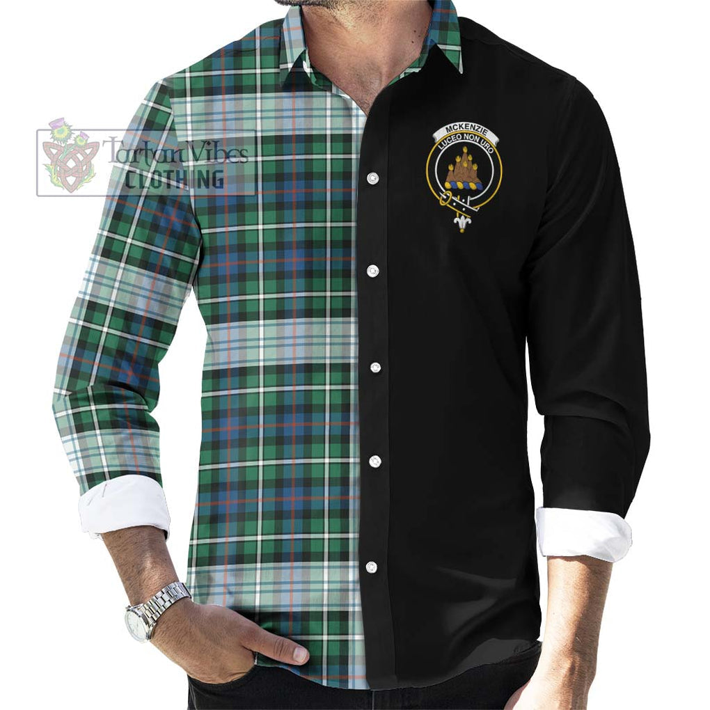 Mckenzie Dress Ancient Tartan Long Sleeve Button Shirt with Family Crest and Half Of Me Style - Tartanvibesclothing Shop