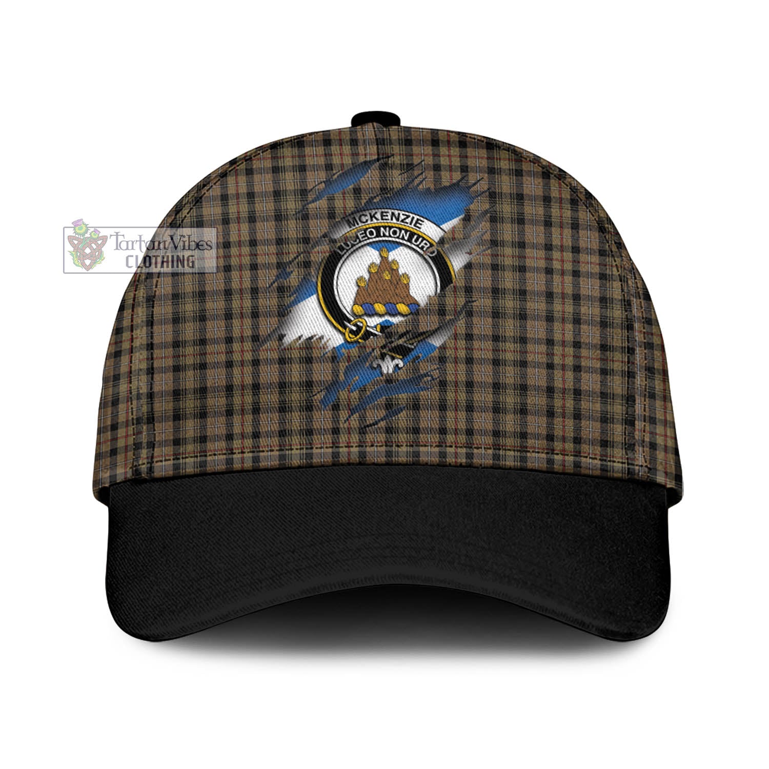 Tartan Vibes Clothing Mckenzie Hunting Tartan Classic Cap with Family Crest In Me Style